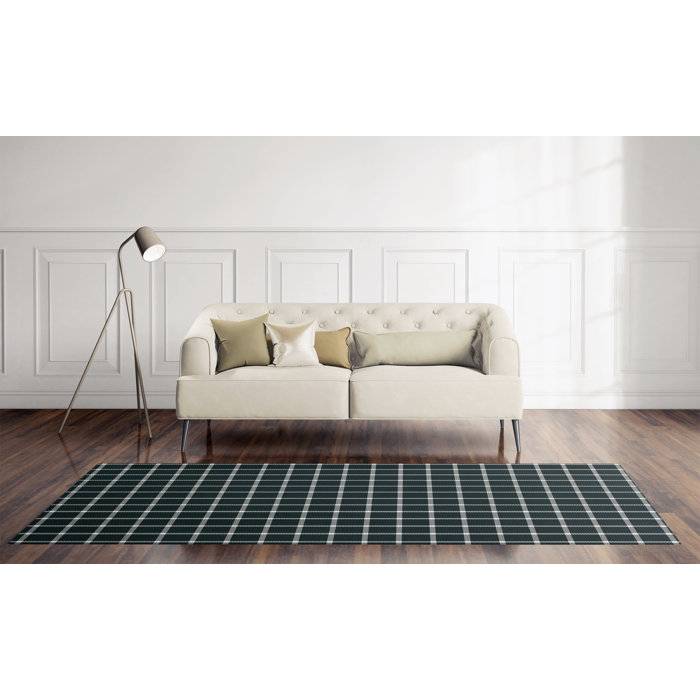 Gracie Oaks Hovnatan Plaid Dark Green/Blue Area Rug Wayfair